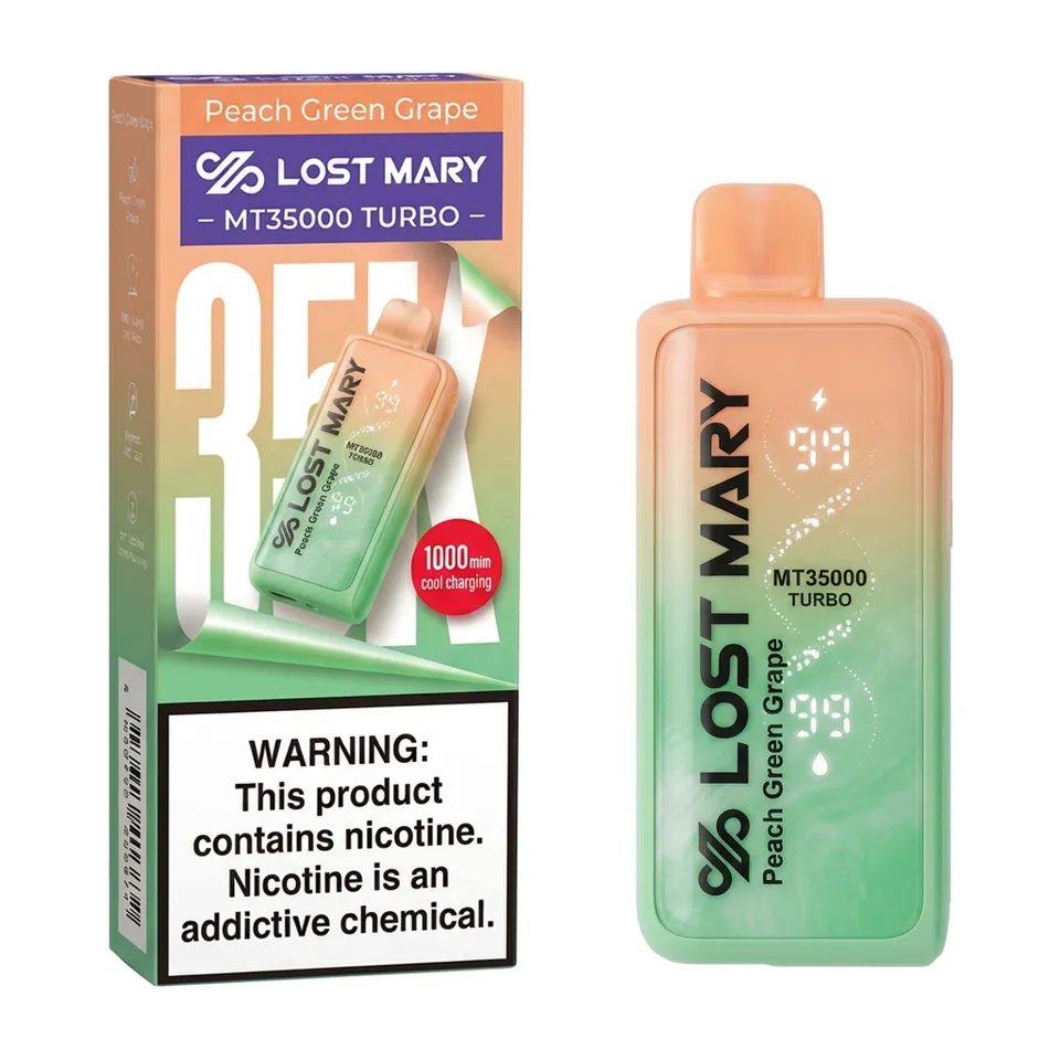 Lost Mary Peach Green Grape 35K Puffs — Peach Green Grape available at Vape Culture