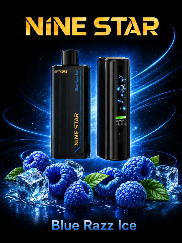 Nine Star Bar Plus Starter Kit Blue Razz Ice — Blue Razz Ice available at Vape Culture
